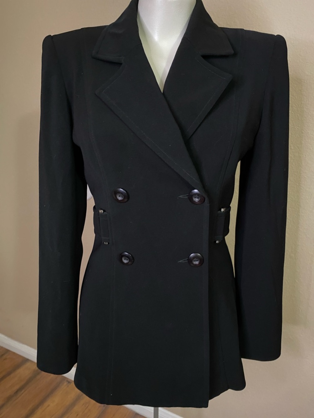 bebe Black Double-Breasted Tailored belted Blazer Jacket 4 🖤🖤 - Picture 2 of 8